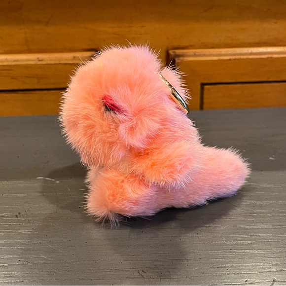 Faux Mink Fur Pink Dinosaur Keychain Bag Charm - Picture 4 of 7